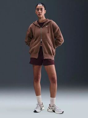Nike Sportswear Phoenix Fleece Oversized Zip Up Hoodie Fauna Brown Womens XL
